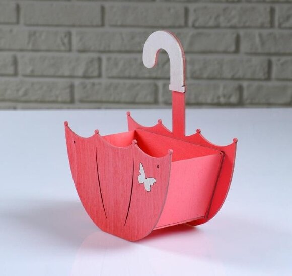 Кашпо деревянное "Зонтик с подвесом", коралловый, 19×9×21.5 см Кашпо деревянное "Зонтик с подвесом", коралловый, 19×9×21.5 см