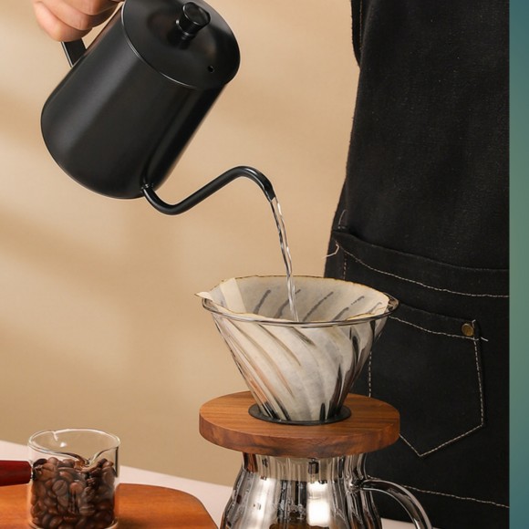 Чайник стальной с длинным носиком 600 мл. Черный №4 