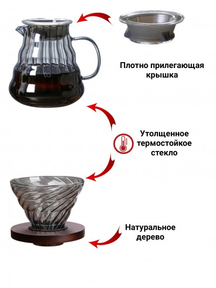 Воронка для кофе, чайник-сервер, Hario, 600 мл, "SV" 