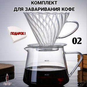 Воронка для кофе, чайник-сервер, Hario, 600 мл, V-02