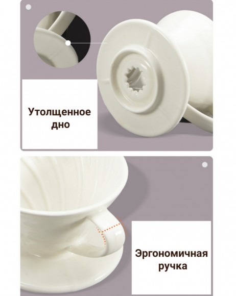 Воронка керамическая (пуровер) V-02 для заваривания способом Hario. 