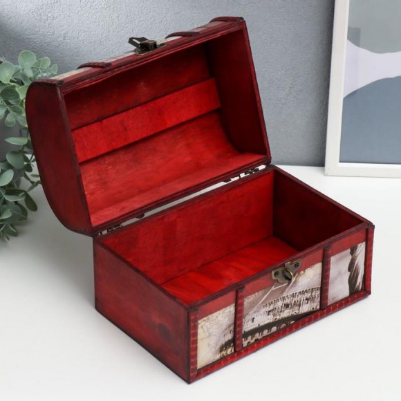 Шкатулка дерево состаренная "Цветы и города" сундучок 15х22х15,5 см Шкатулка дерево состаренная "Цветы и города" сундучок 15х22х15,5 см