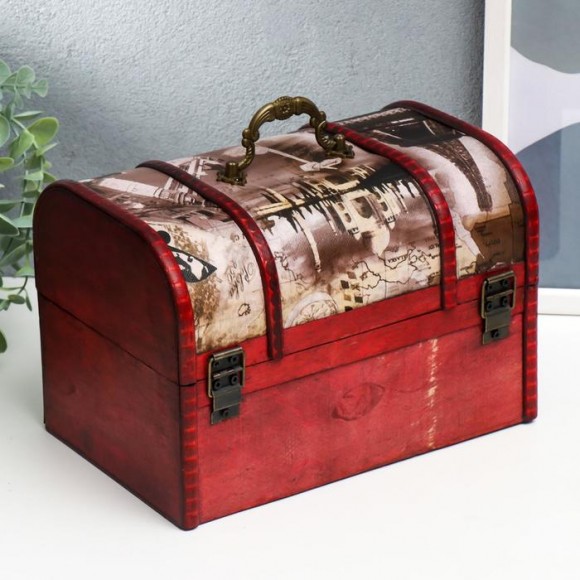 Шкатулка дерево состаренная "Цветы и города" сундучок 15х22х15,5 см Шкатулка дерево состаренная "Цветы и города" сундучок 15х22х15,5 см