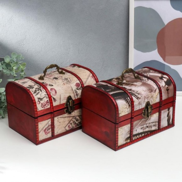 Шкатулка дерево состаренная "Цветы и города" сундучок 15х22х15,5 см Шкатулка дерево состаренная "Цветы и города" сундучок 15х22х15,5 см