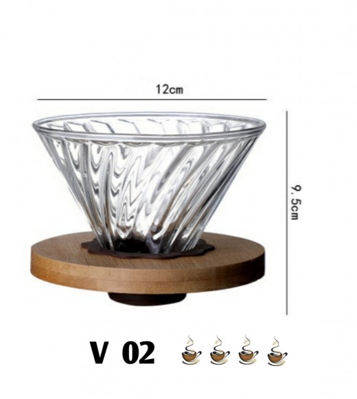 Воронка стеклянная (пуровер) V-02 для заваривания способом Hario. 1-4 чашки серая Воронка стеклянная (пуровер) V-02 для заваривания способом Hario. 1-4 чашки серая