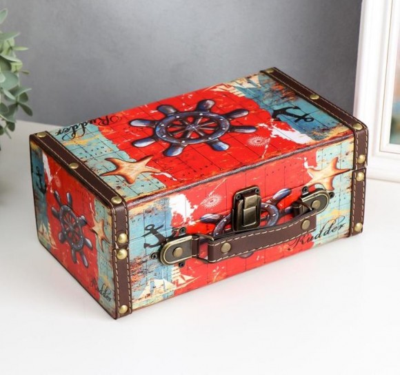 Шкатулка дерево "Штурвал и карта" 10,5х15х24 см Шкатулка дерево "Штурвал и карта" 10,5х15х24 см