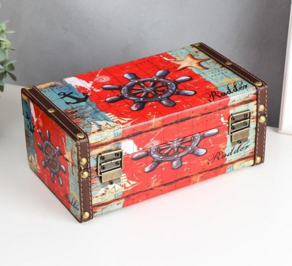 Шкатулка дерево "Штурвал и карта" 10,5х15х24 см Шкатулка дерево "Штурвал и карта" 10,5х15х24 см