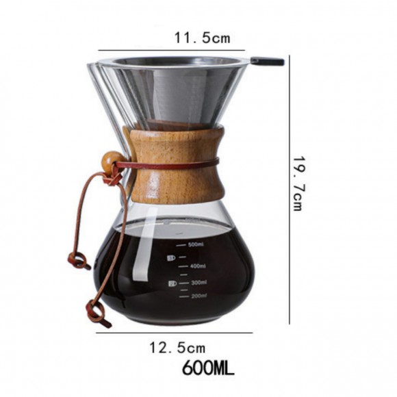 КЕМЕКС для кофе 600 мл. Кофейник (стальная воронка в комплекте) 