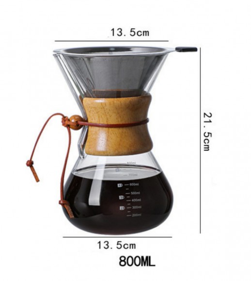 КЕМЕКС для кофе 800 мл. Кофейник (стальная воронка в комплекте) КЕМЕКС для кофе 800 мл. Кофейник (стальная воронка в комплекте)