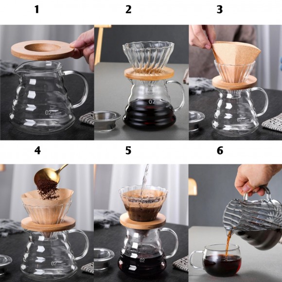 Чайник-кемекс стеклянный для кофе (360 мл) №2