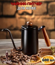 Чайник стальной с длинным носиком 600 мл. Черный №1 