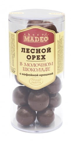 ЛЕСНОЙ ОРЕХ В МОЛОЧНОМ ШОКОЛАДЕ С МОЛОТЫМ КОФЕ 