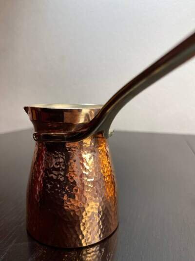 Кованая медная джезва с серебром (аналог SOY) ЧЕКАНКА  225 мл Кованая медная джезва с серебром (аналог SOY) ЧЕКАНКА  225 мл