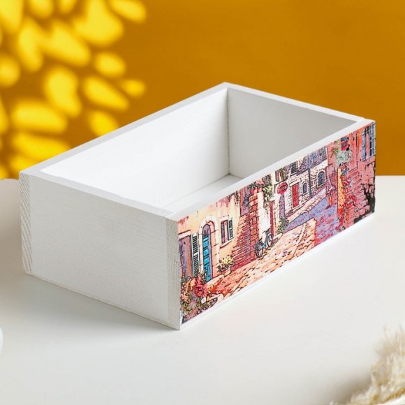 Кашпо деревянное "ПРОВАНС"  24,5х14,5х8 см в ассортименте