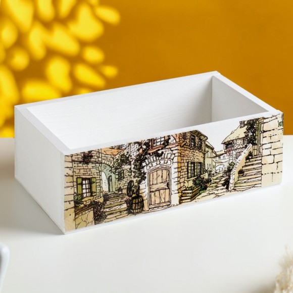 Кашпо деревянное "ПРОВАНС"  24,5х14,5х8 см в ассортименте