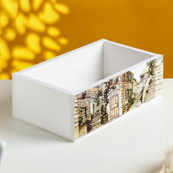 Кашпо деревянное "ПРОВАНС"  24,5х14,5х8 см в ассортименте