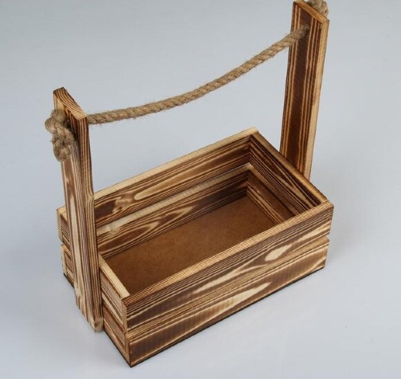 Кашпо подарочное деревянное с ручкой канат 25.5×15×30 см Кашпо подарочное деревянное с ручкой канат 25.5×15×30 см