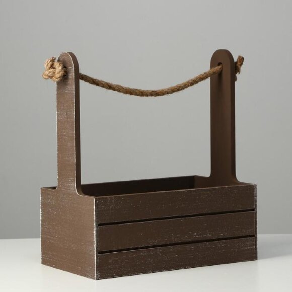 Кашпо подарочное деревянное с ручкой канат 25.5×15×30 см Кашпо подарочное деревянное с ручкой канат 25.5×15×30 см