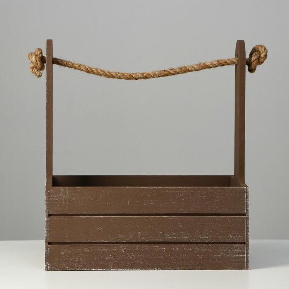 Кашпо подарочное деревянное с ручкой канат 25.5×15×30 см Кашпо подарочное деревянное с ручкой канат 25.5×15×30 см