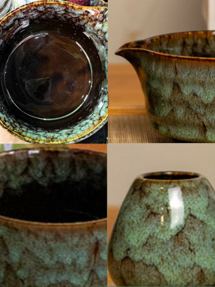 Набор для приготовления матчи, 4 пр. Пятнистый мрамор зел.