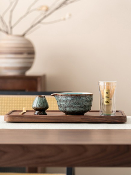 Набор для приготовления матчи, 4 пр. Пятнистый мрамор зел.