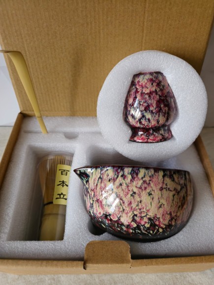 Набор для приготовления матчи, 4 пр. Розовый мрамор