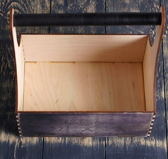 Кашпо деревянное 24×12×22 см "Мэлони Дэмур"  с ручкой