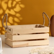 Кашпо деревянное трехреечное ручки веревки 24,5х14,5х11,5 см натуральный Кашпо деревянное трехреечное ручки веревки 24,5х14,5х11,5 см натуральный